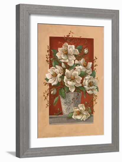 Magnolias En Rouge-Janet Kruskamp-Framed Art Print