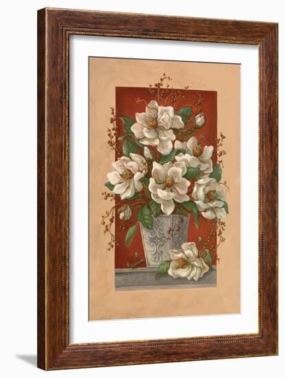 Magnolias En Rouge-Janet Kruskamp-Framed Art Print