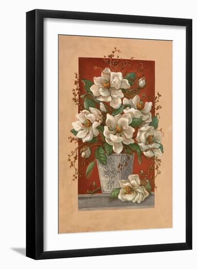Magnolias En Rouge-Janet Kruskamp-Framed Art Print