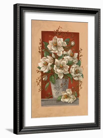 Magnolias En Rouge-Janet Kruskamp-Framed Art Print