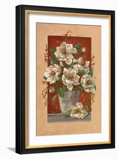 Magnolias En Rouge-Janet Kruskamp-Framed Art Print