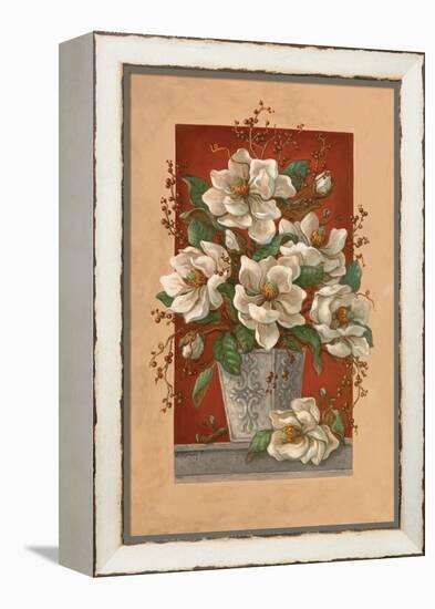 Magnolias En Rouge-Janet Kruskamp-Framed Stretched Canvas