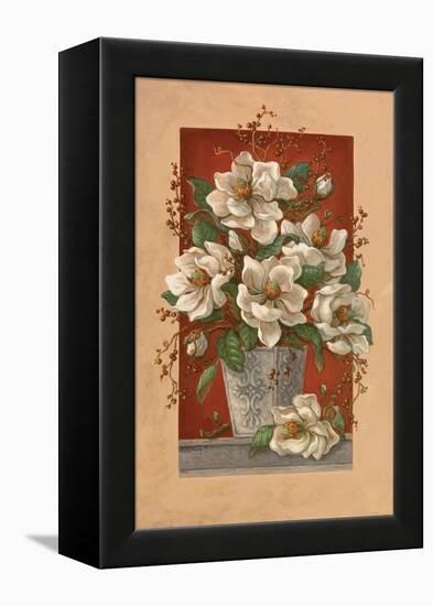 Magnolias En Rouge-Janet Kruskamp-Framed Stretched Canvas