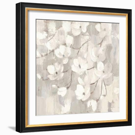 Magnolias in Spring I Neutral-Albena Hristova-Framed Art Print