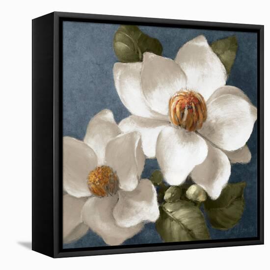 Magnolias on Blue II-Lanie Loreth-Framed Stretched Canvas