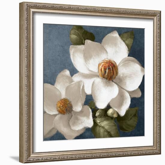 Magnolias on Blue II-Lanie Loreth-Framed Art Print