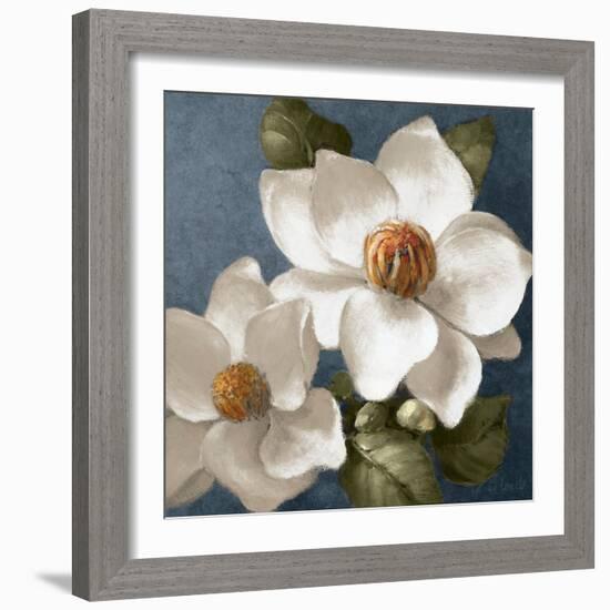 Magnolias on Blue II-Lanie Loreth-Framed Art Print