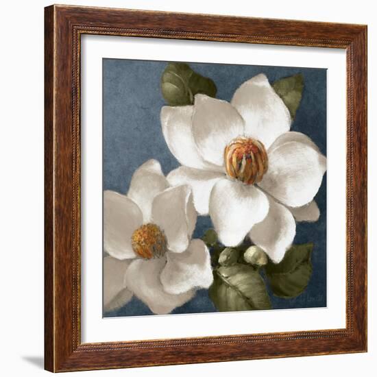 Magnolias on Blue II-Lanie Loreth-Framed Art Print