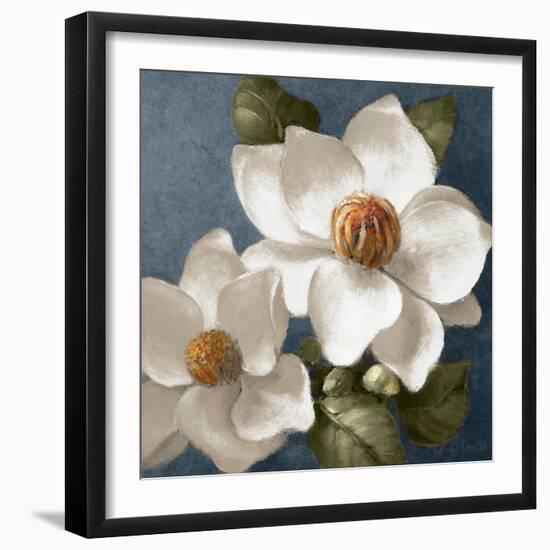 Magnolias on Blue II-Lanie Loreth-Framed Art Print