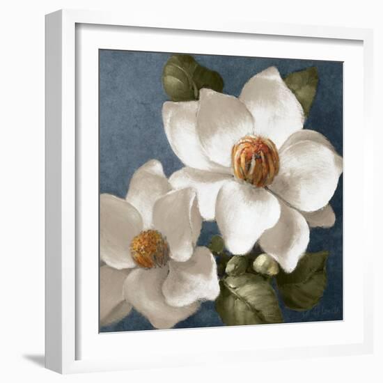 Magnolias on Blue II-Lanie Loreth-Framed Art Print