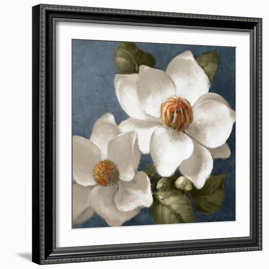 Magnolias on Blue II-Lanie Loreth-Framed Art Print