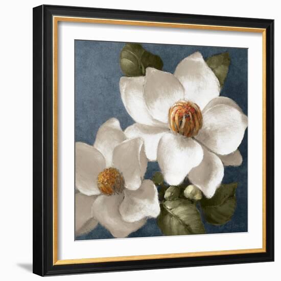 Magnolias on Blue II-Lanie Loreth-Framed Art Print