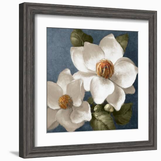 Magnolias on Blue II-Lanie Loreth-Framed Art Print