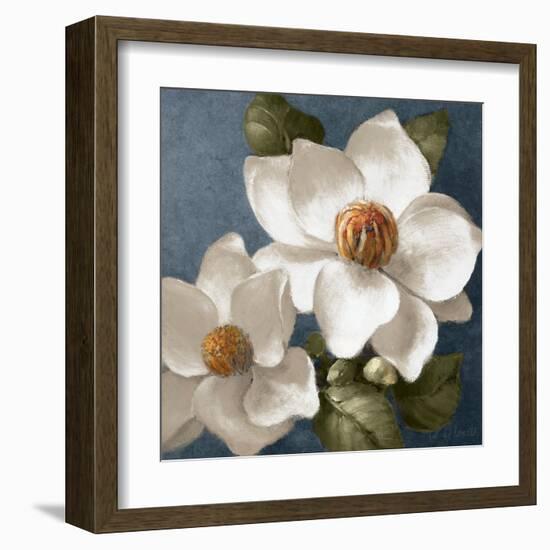 Magnolias on Blue II-Lanie Loreth-Framed Art Print