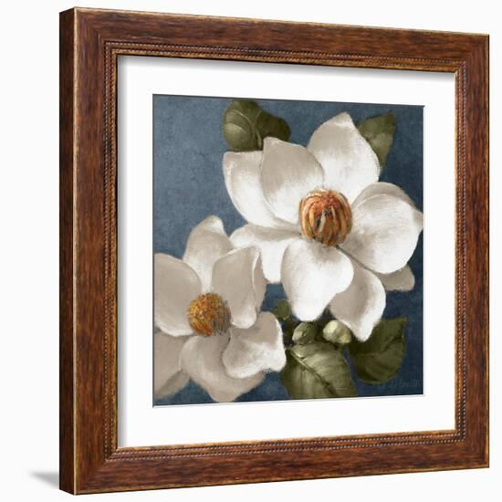 Magnolias on Blue II-Lanie Loreth-Framed Art Print