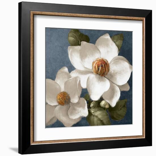 Magnolias on Blue II-Lanie Loreth-Framed Art Print