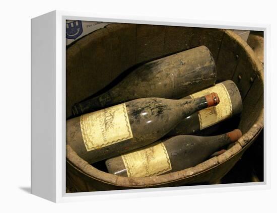 Magnum Bottles in Wooden Vat at Chateau Saint Cosme, Gigondas, Vaucluse, Rhone, Provence, France-Per Karlsson-Framed Premier Image Canvas