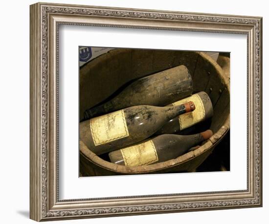 Magnum Bottles in Wooden Vat at Chateau Saint Cosme, Gigondas, Vaucluse, Rhone, Provence, France-Per Karlsson-Framed Photographic Print