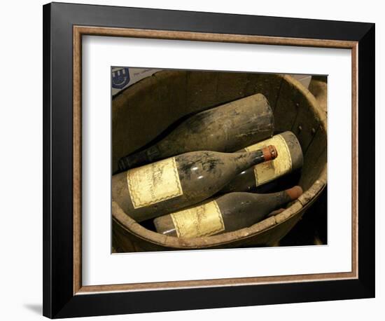 Magnum Bottles in Wooden Vat at Chateau Saint Cosme, Gigondas, Vaucluse, Rhone, Provence, France-Per Karlsson-Framed Photographic Print