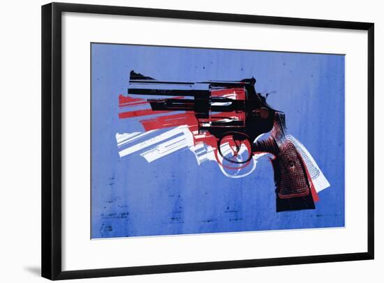 Magnum Revolver on Blue-Michael Tompsett-Framed Art Print
