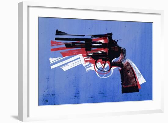 Magnum Revolver on Blue-Michael Tompsett-Framed Art Print