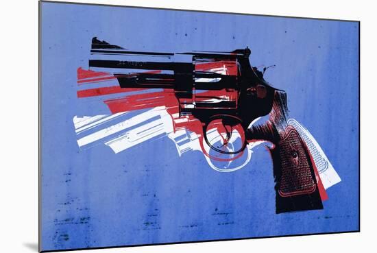 Magnum Revolver on Blue-Michael Tompsett-Mounted Art Print