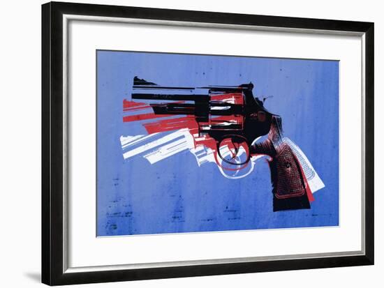 Magnum Revolver on Blue-Michael Tompsett-Framed Art Print