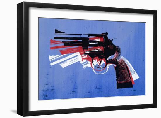 Magnum Revolver on Blue-Michael Tompsett-Framed Art Print