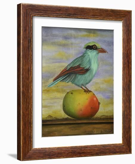 Magpie On A Mango-Leah Saulnier-Framed Giclee Print