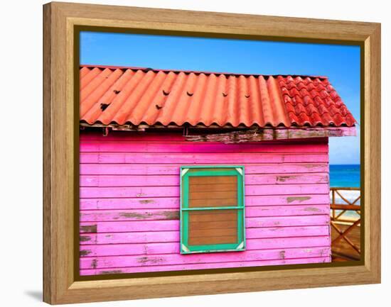 Mahahual Caribbean Pink Wood Painted Wall Textures in Costa Maya Mexico-holbox-Framed Premier Image Canvas