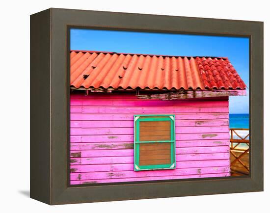 Mahahual Caribbean Pink Wood Painted Wall Textures in Costa Maya Mexico-holbox-Framed Premier Image Canvas