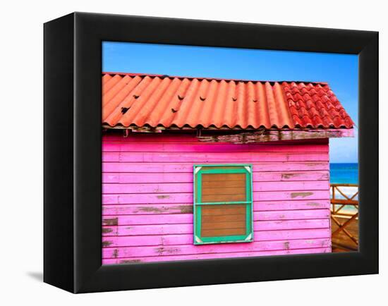 Mahahual Caribbean Pink Wood Painted Wall Textures in Costa Maya Mexico-holbox-Framed Premier Image Canvas