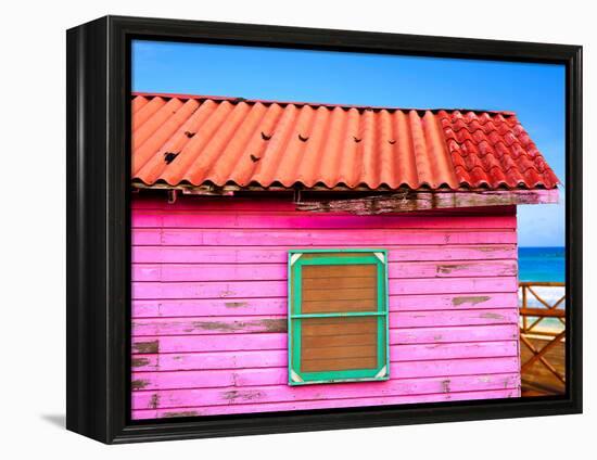 Mahahual Caribbean Pink Wood Painted Wall Textures in Costa Maya Mexico-holbox-Framed Premier Image Canvas