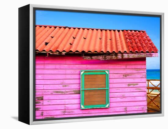 Mahahual Caribbean Pink Wood Painted Wall Textures in Costa Maya Mexico-holbox-Framed Premier Image Canvas