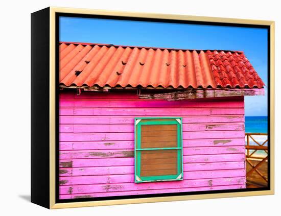 Mahahual Caribbean Pink Wood Painted Wall Textures in Costa Maya Mexico-holbox-Framed Premier Image Canvas