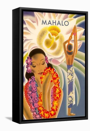 Mahalo, Hawaiian Menu Graphic-null-Framed Stretched Canvas