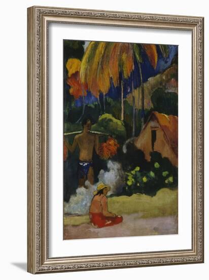 Mahana Maà (Landscape in Tahit)-Paul Gauguin-Framed Giclee Print