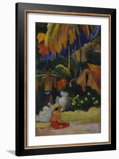 Mahana Maà (Landscape in Tahit)-Paul Gauguin-Framed Giclee Print