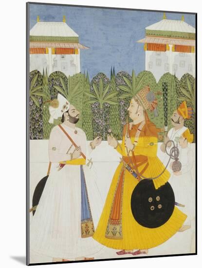 Maharaja Bhim Singh Receiving Maharaja Shiv Singh Nagaur, circa 1750-null-Mounted Giclee Print