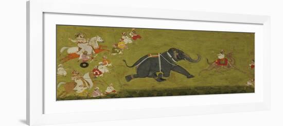 Maharaja Jagat Singh Pursuing an Escaped Elephant-null-Framed Giclee Print