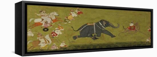 Maharaja Jagat Singh Pursuing an Escaped Elephant-null-Framed Premier Image Canvas