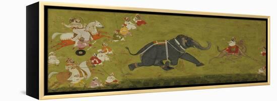 Maharaja Jagat Singh Pursuing an Escaped Elephant-null-Framed Premier Image Canvas