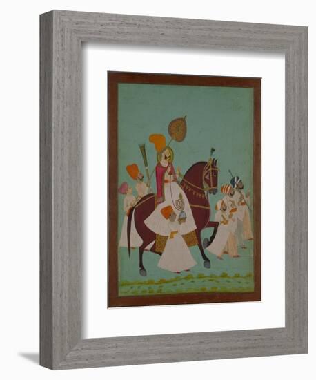 Maharaja Ram Singh of Jodhpur with Attendants, India-null-Framed Giclee Print