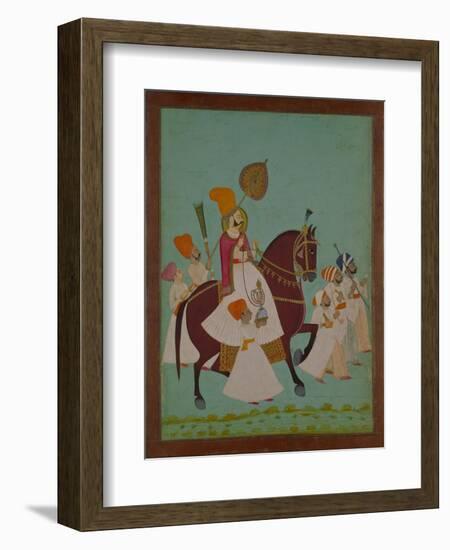 Maharaja Ram Singh of Jodhpur with Attendants, India-null-Framed Giclee Print