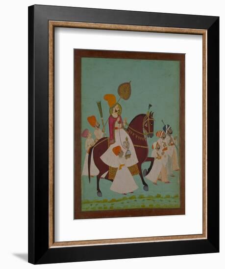 Maharaja Ram Singh of Jodhpur with Attendants, India-null-Framed Giclee Print