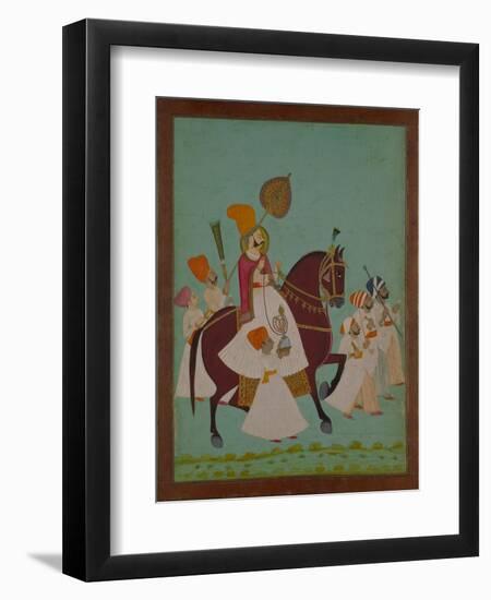 Maharaja Ram Singh of Jodhpur with Attendants, India-null-Framed Giclee Print