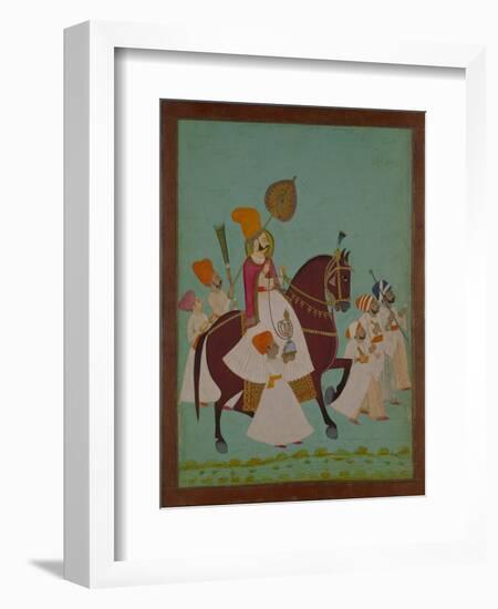 Maharaja Ram Singh of Jodhpur with Attendants, India-null-Framed Giclee Print