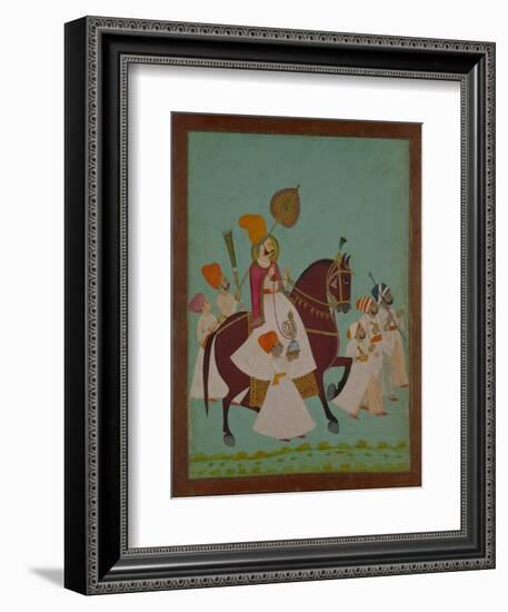 Maharaja Ram Singh of Jodhpur with Attendants, India-null-Framed Giclee Print