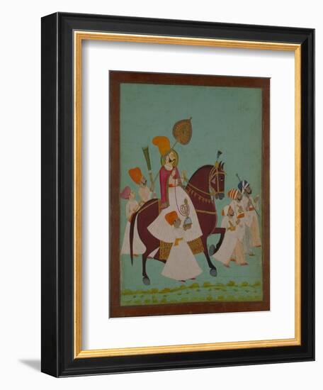 Maharaja Ram Singh of Jodhpur with Attendants, India--Framed Giclee Print