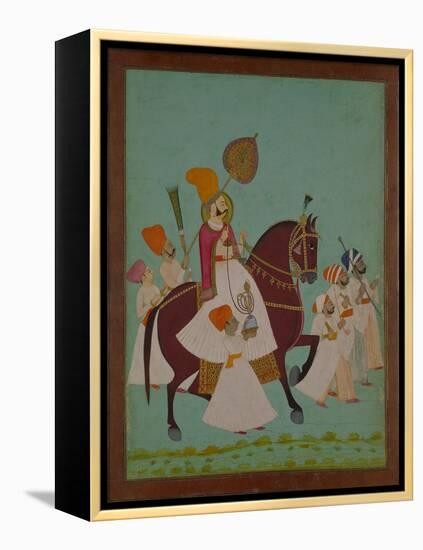 Maharaja Ram Singh of Jodhpur with Attendants, India-null-Framed Premier Image Canvas